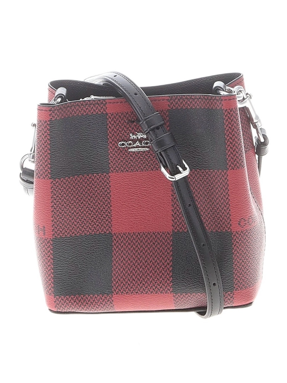 Coach plaid mini town bucket crossbody bag purse